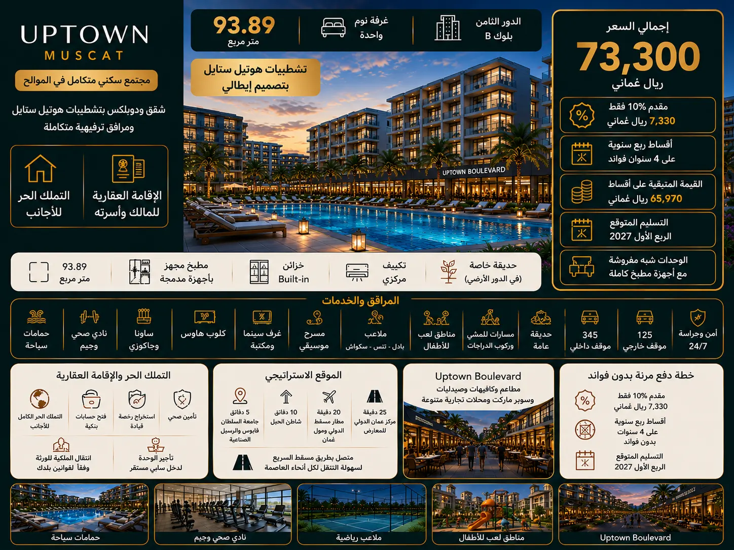 شقة غرفة نوم للبيع في Uptown Oman | تملك حر للأجانب والإقامة الدائمة في عمان